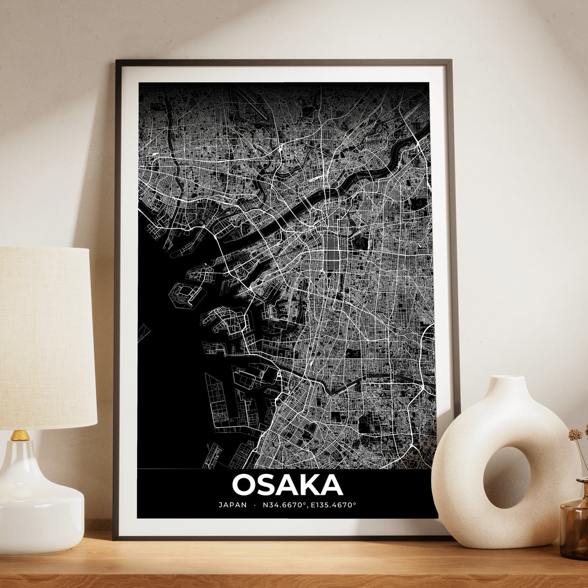Osaka Elegant Map Poster