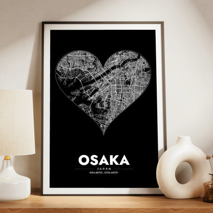 Osaka Heart Map Poster
