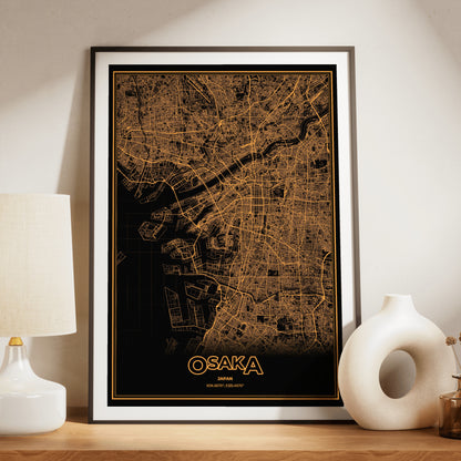Osaka Phosphor Map Poster - Amber CRT