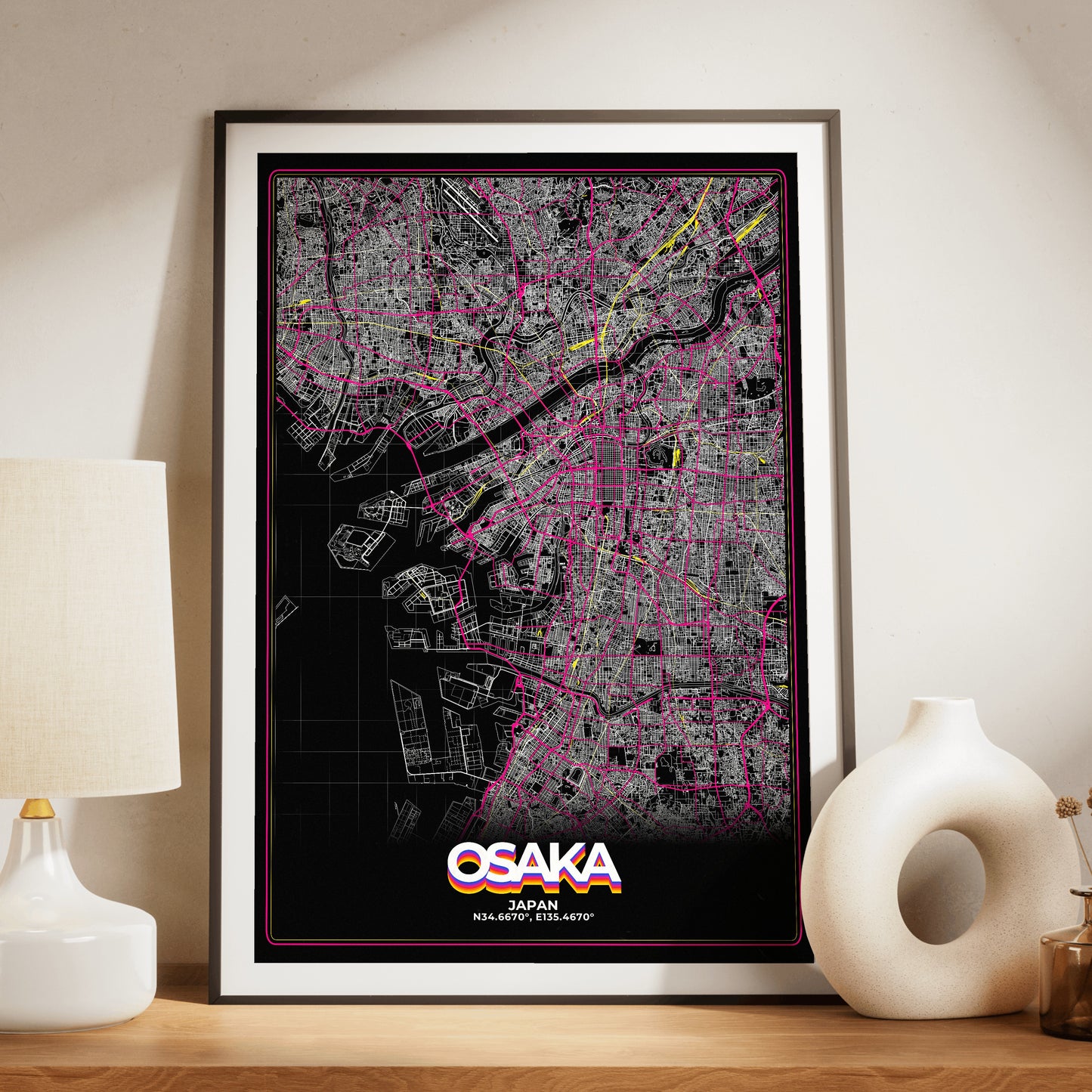Osaka Retro Map Poster