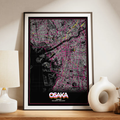 Osaka Retro Map Poster