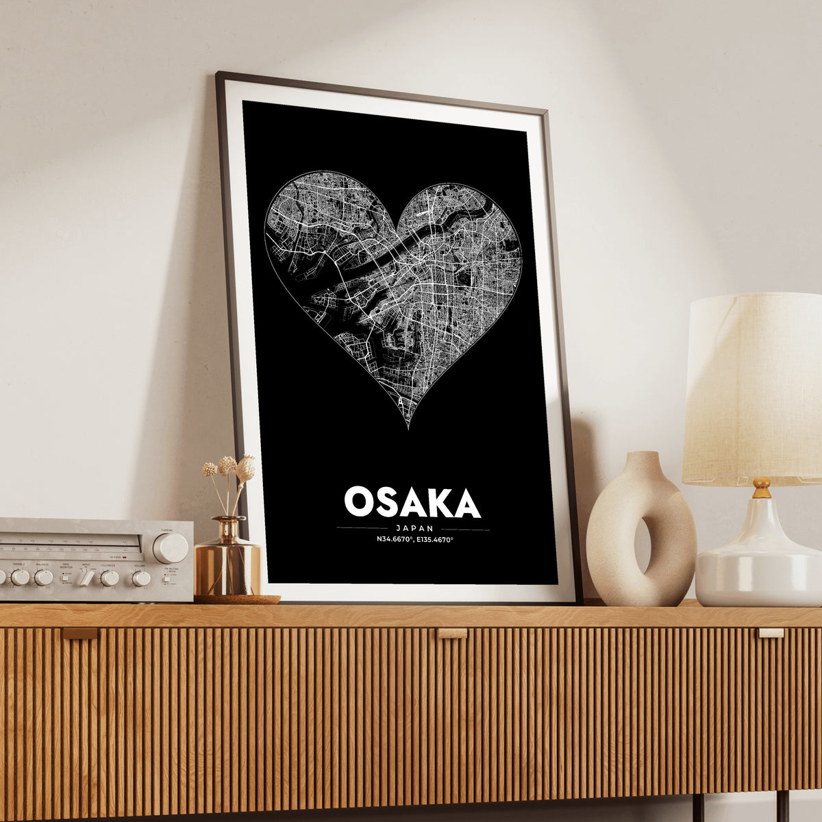 Osaka Heart Map Poster