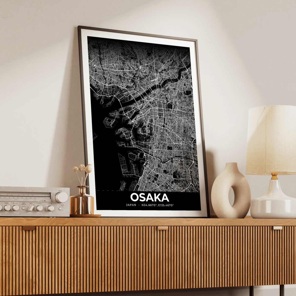 Osaka Elegant Map Poster
