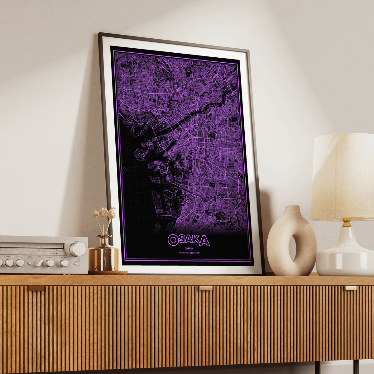 Osaka Phosphor Map Poster - EGA Violet