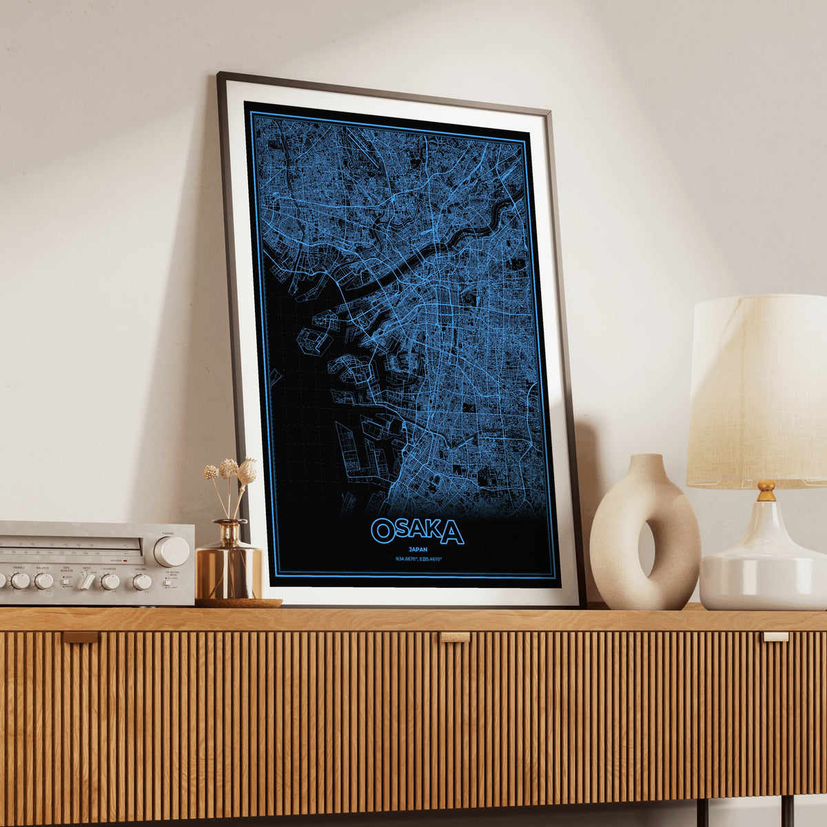 Osaka Phosphor Map Poster - IBM Blue