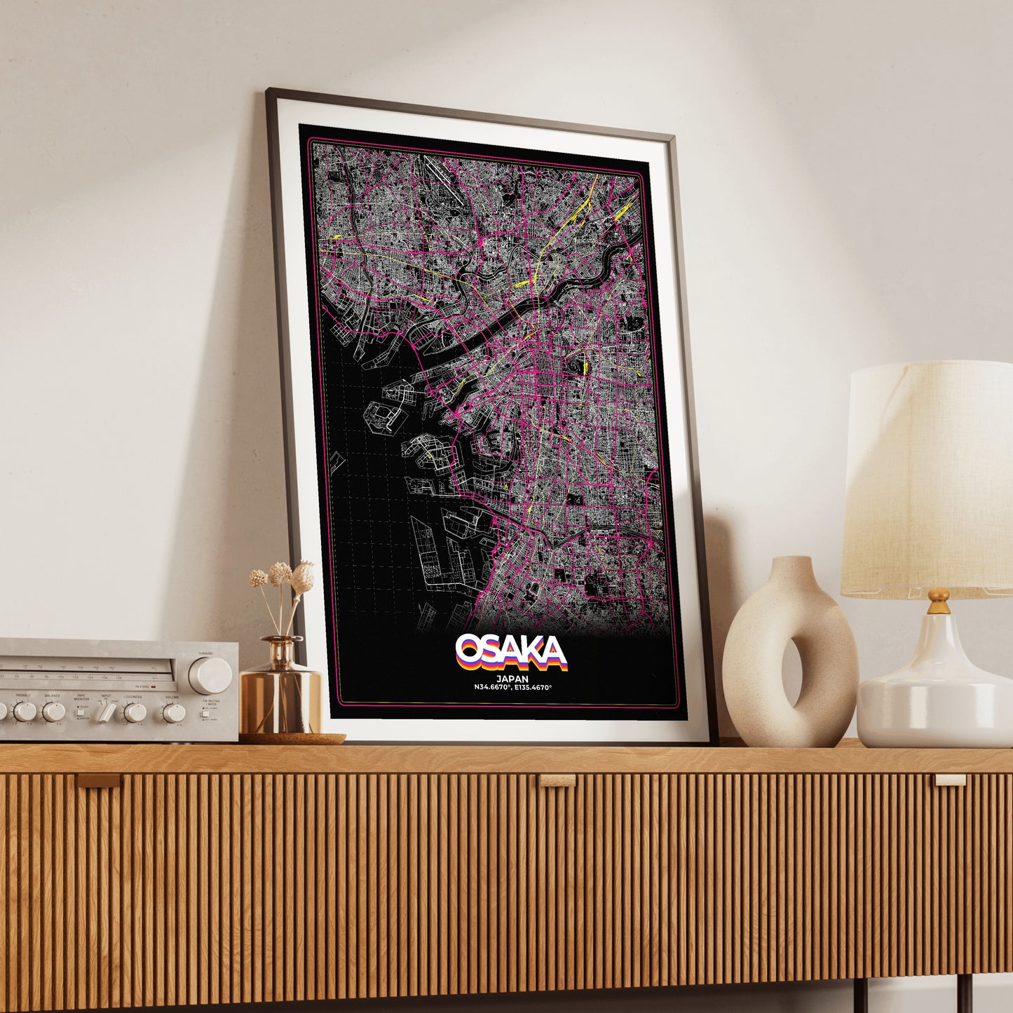 Osaka Retro Map Poster