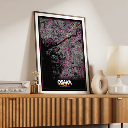 Osaka Retro Map Poster