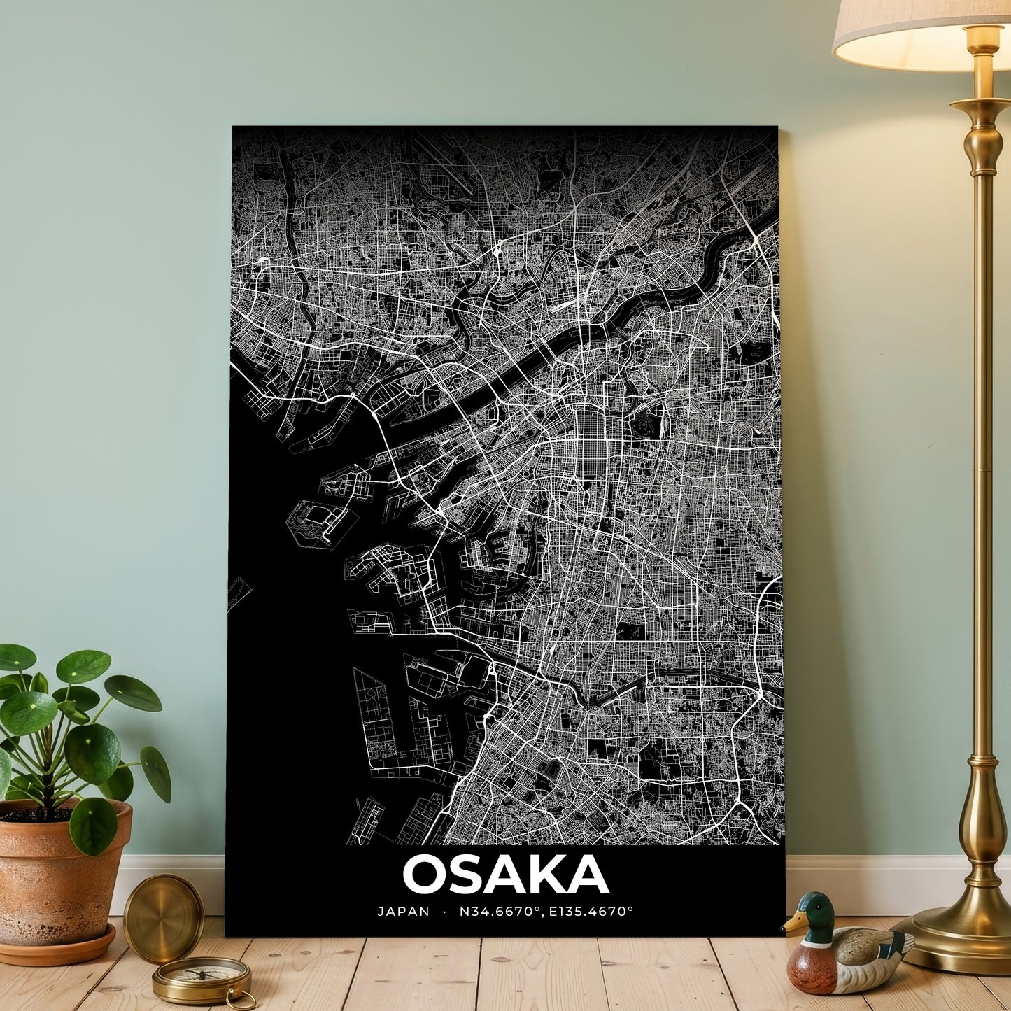 Osaka Elegant Map Poster