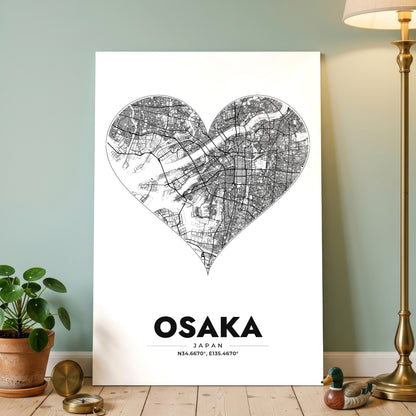 Osaka Heart Map Poster