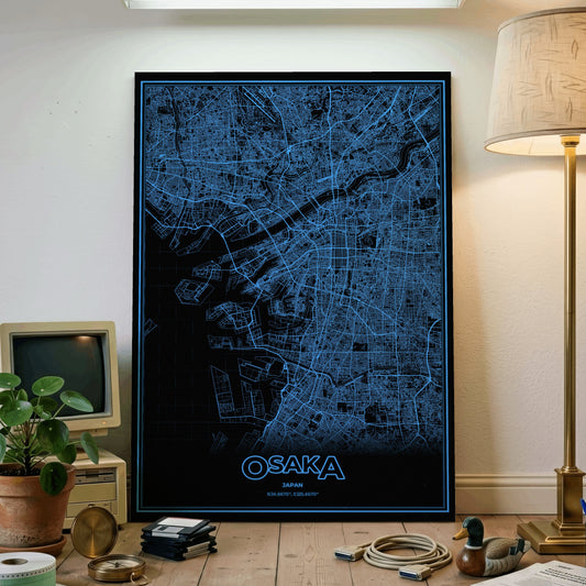 Osaka Phosphor Map Poster - IBM Blue