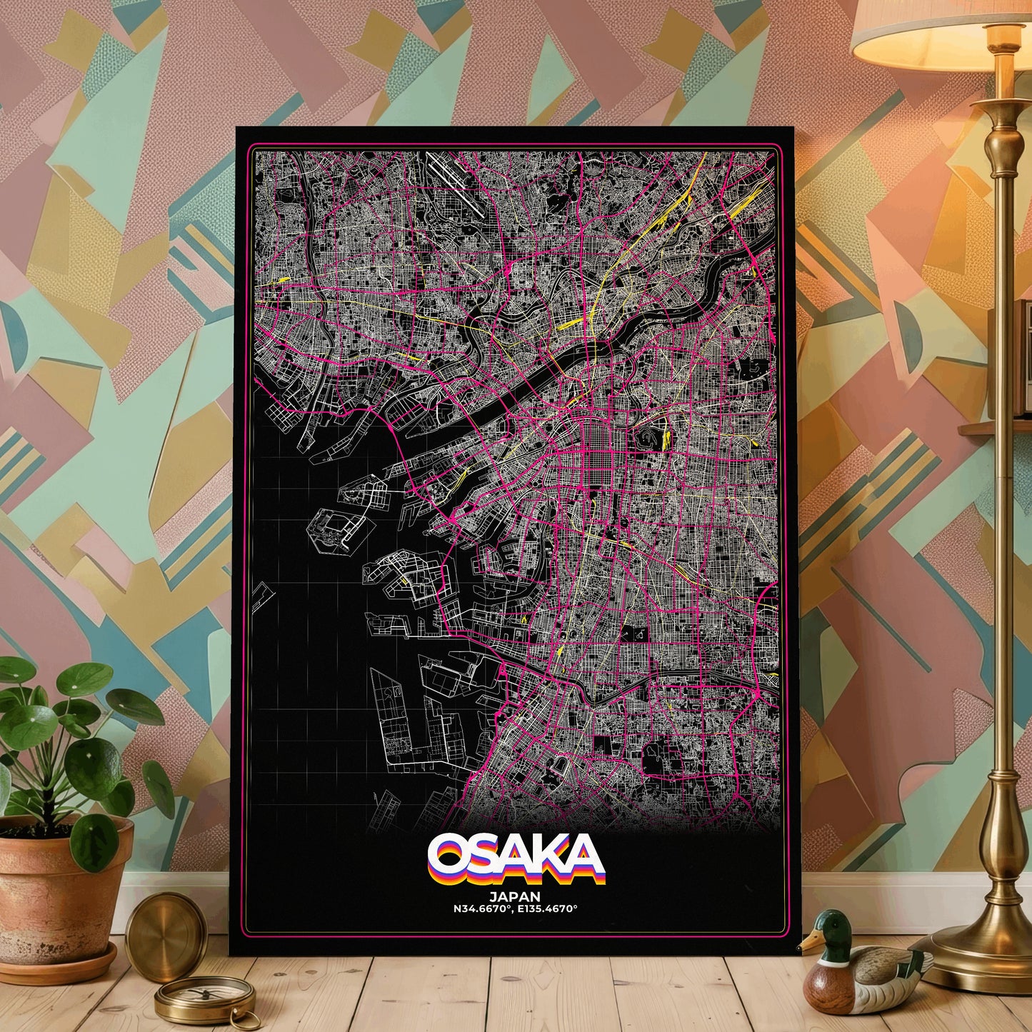 Osaka Retro Map Poster