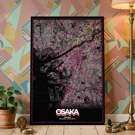 Osaka Retro Map Poster