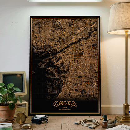 Osaka Phosphor Map Poster - Amber CRT