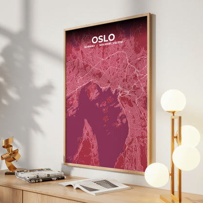 Oslo Scarlet Map Poster