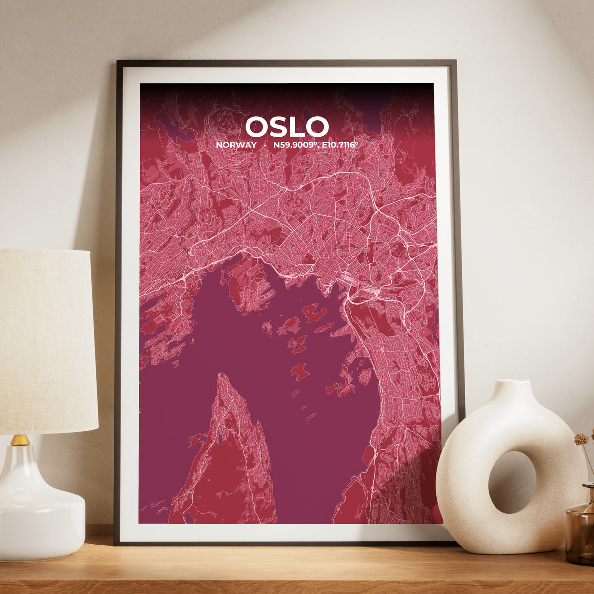 Oslo Scarlet Map Poster