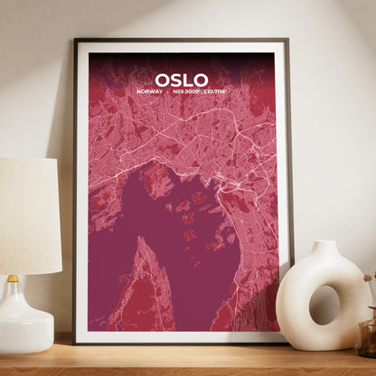 Oslo Scarlet Map Poster