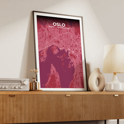 Oslo Scarlet Map Poster
