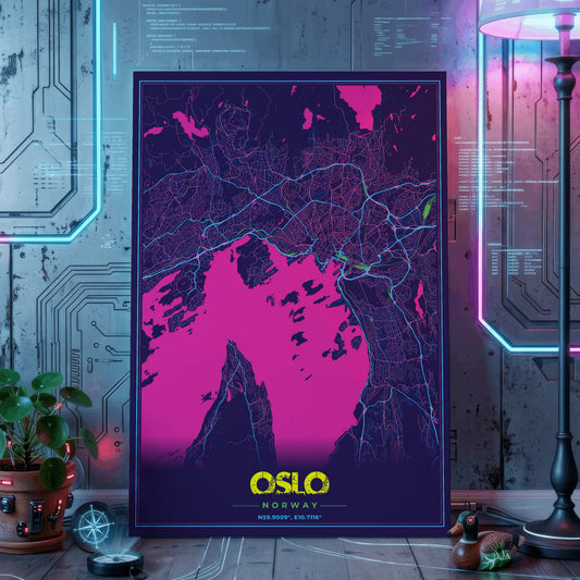 Oslo Cyberpunk Map Poster