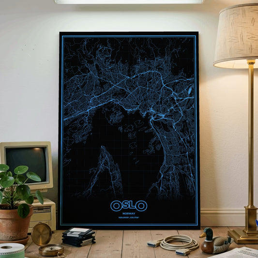 Oslo Phosphor Map Poster - IBM Blue