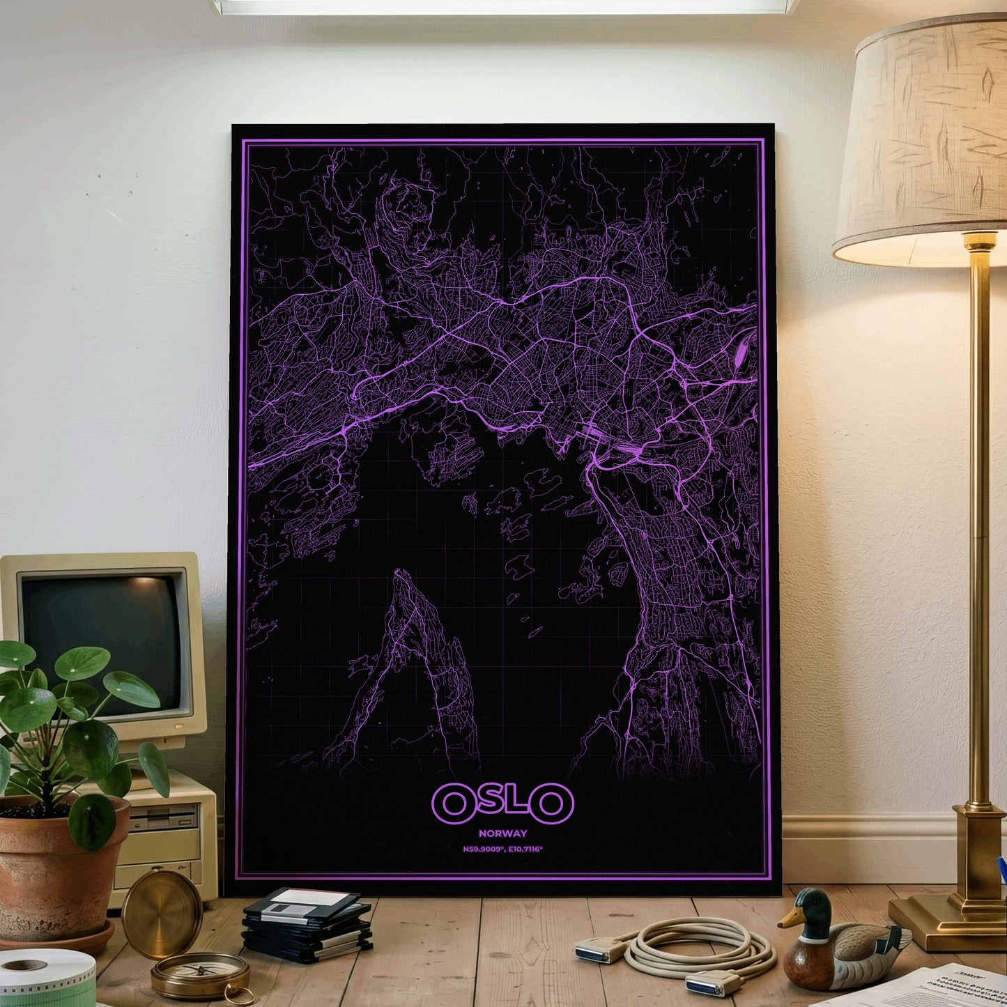 Oslo Phosphor Map Poster - EGA Violet