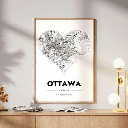 Ottawa Heart Map Poster