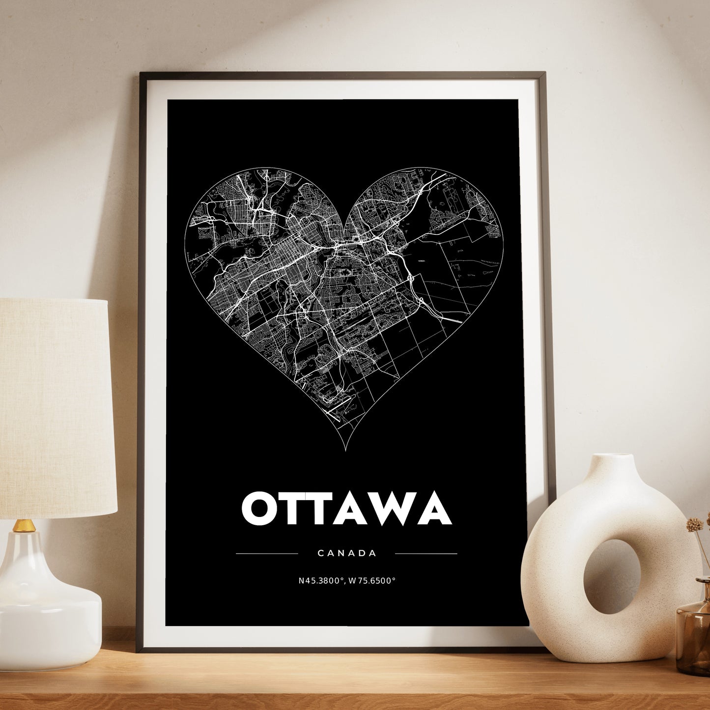 Ottawa Heart Map Poster