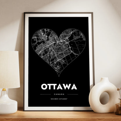 Ottawa Heart Map Poster