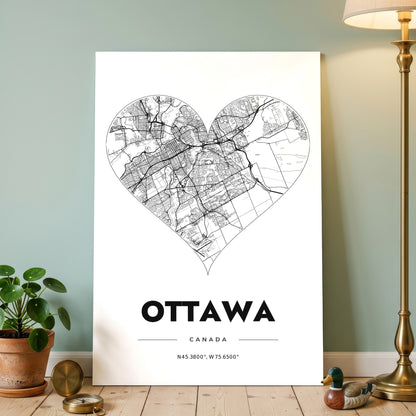 Ottawa Heart Map Poster