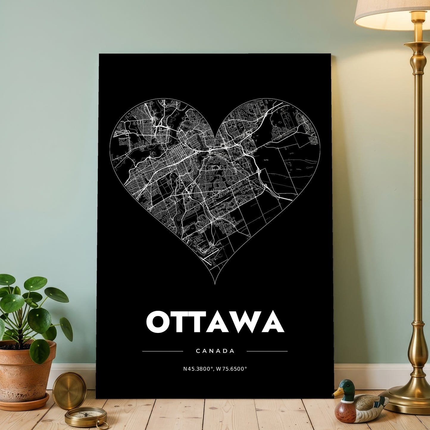 Ottawa Heart Map Poster