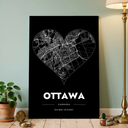 Ottawa Heart Map Poster