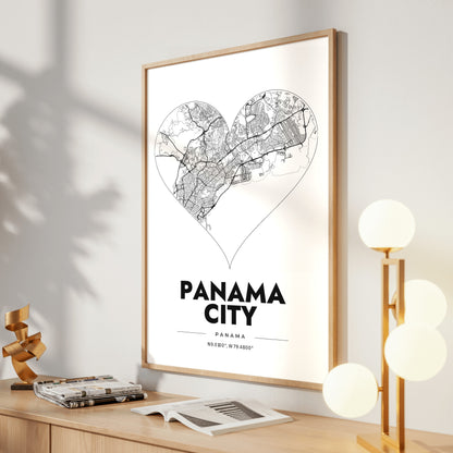 Panama City Heart Map Poster
