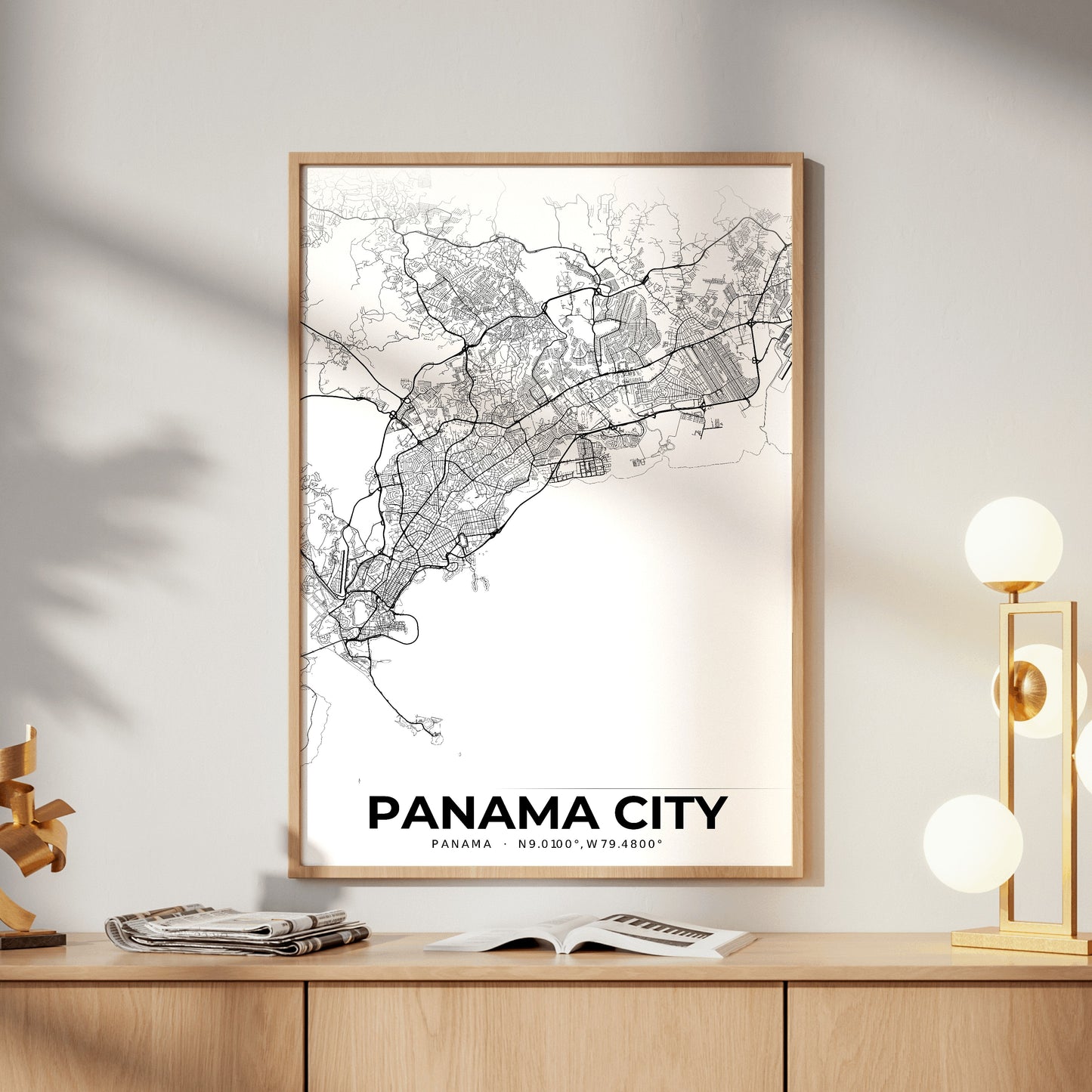Panama City Elegant Map Poster