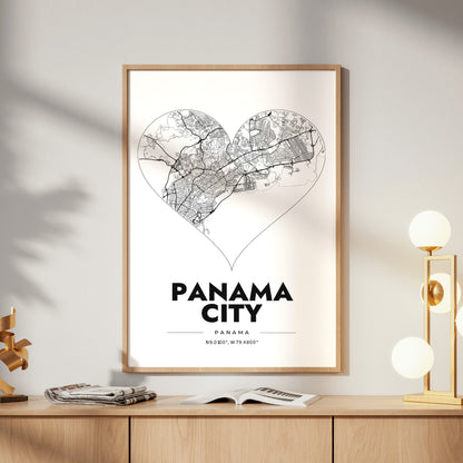Panama City Heart Map Poster