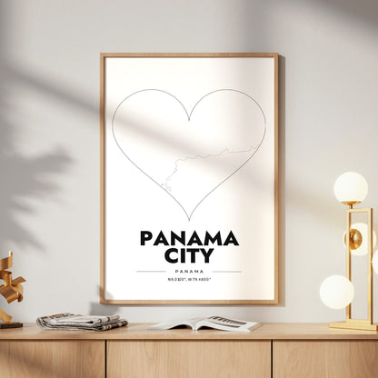 Panama City Heart Map Poster