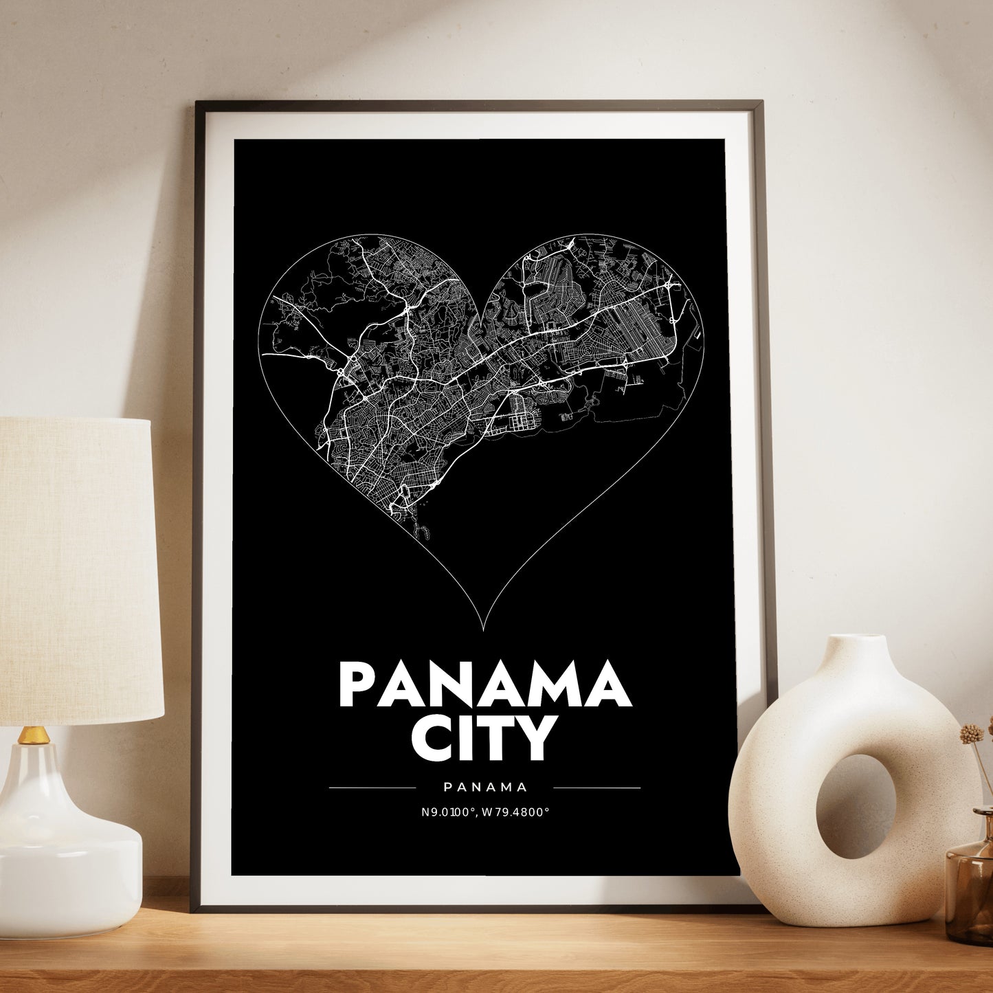 Panama City Heart Map Poster