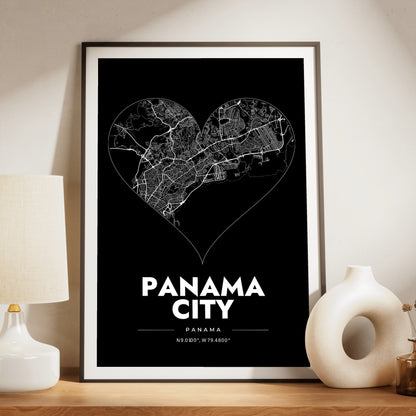 Panama City Heart Map Poster