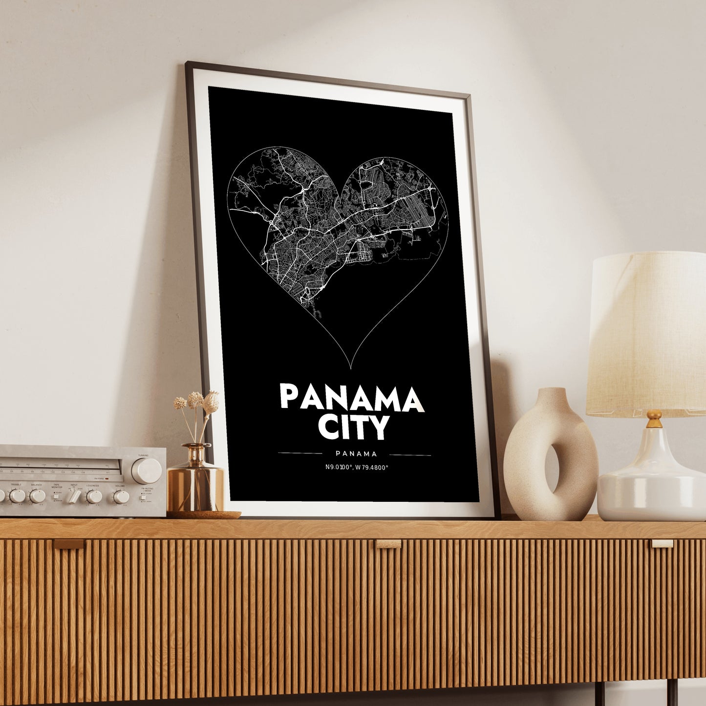 Panama City Heart Map Poster