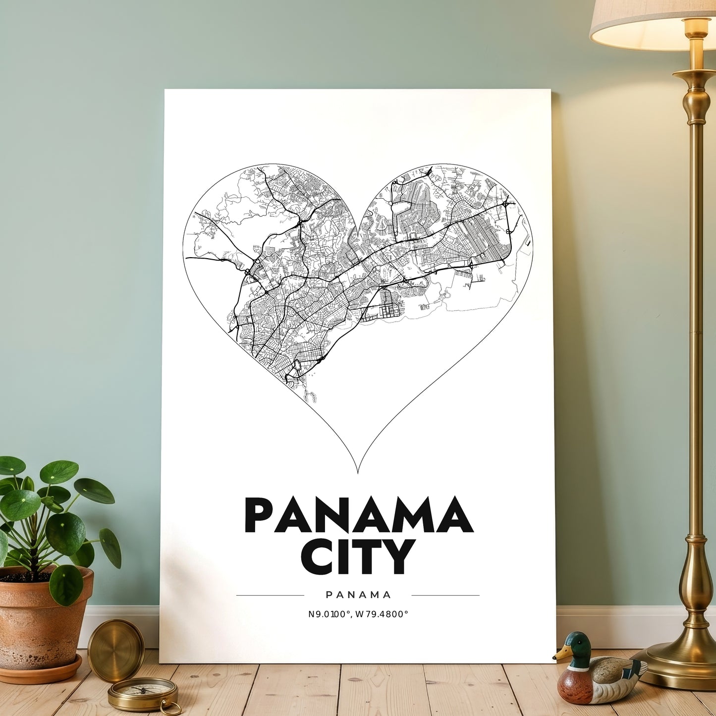 Panama City Heart Map Poster