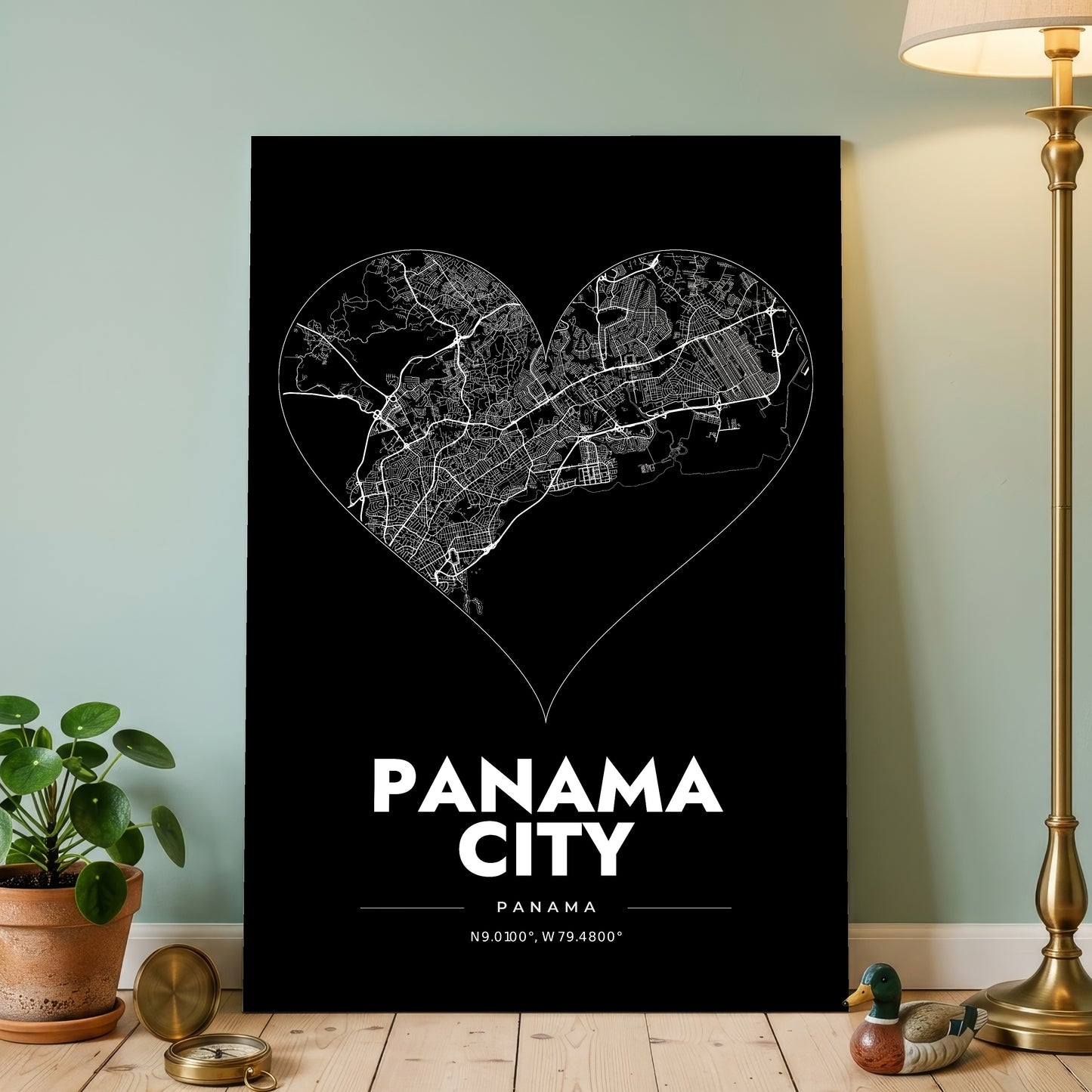 Panama City Heart Map Poster