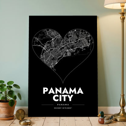Panama City Heart Map Poster