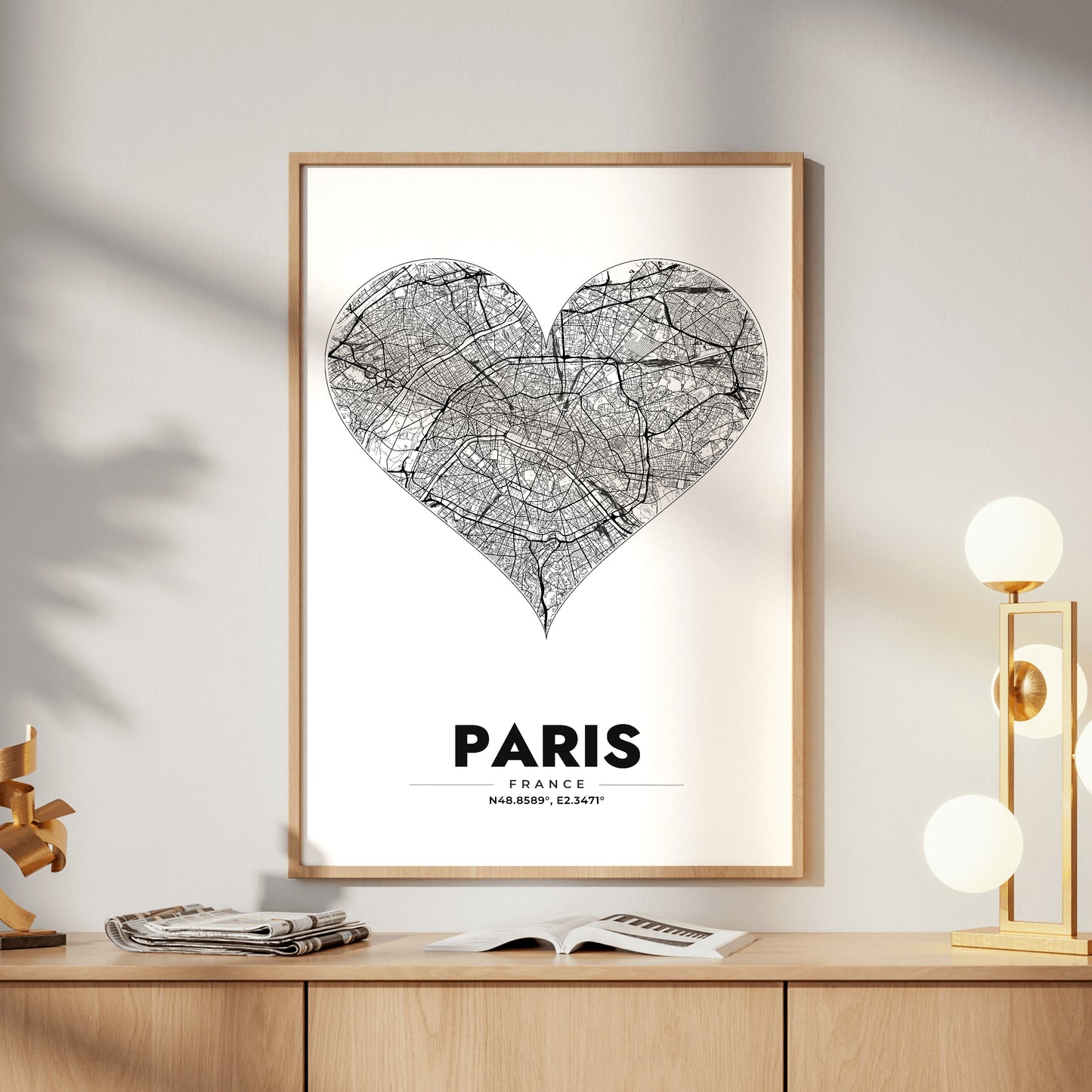 Paris Heart Map Poster