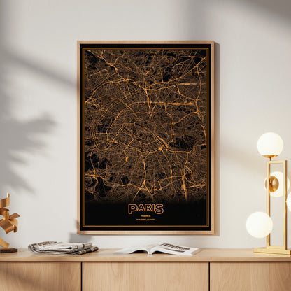 Paris Phosphor Map Poster - Amber CRT