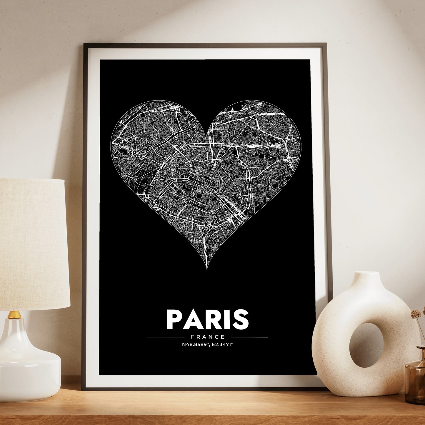 Paris Heart Map Poster