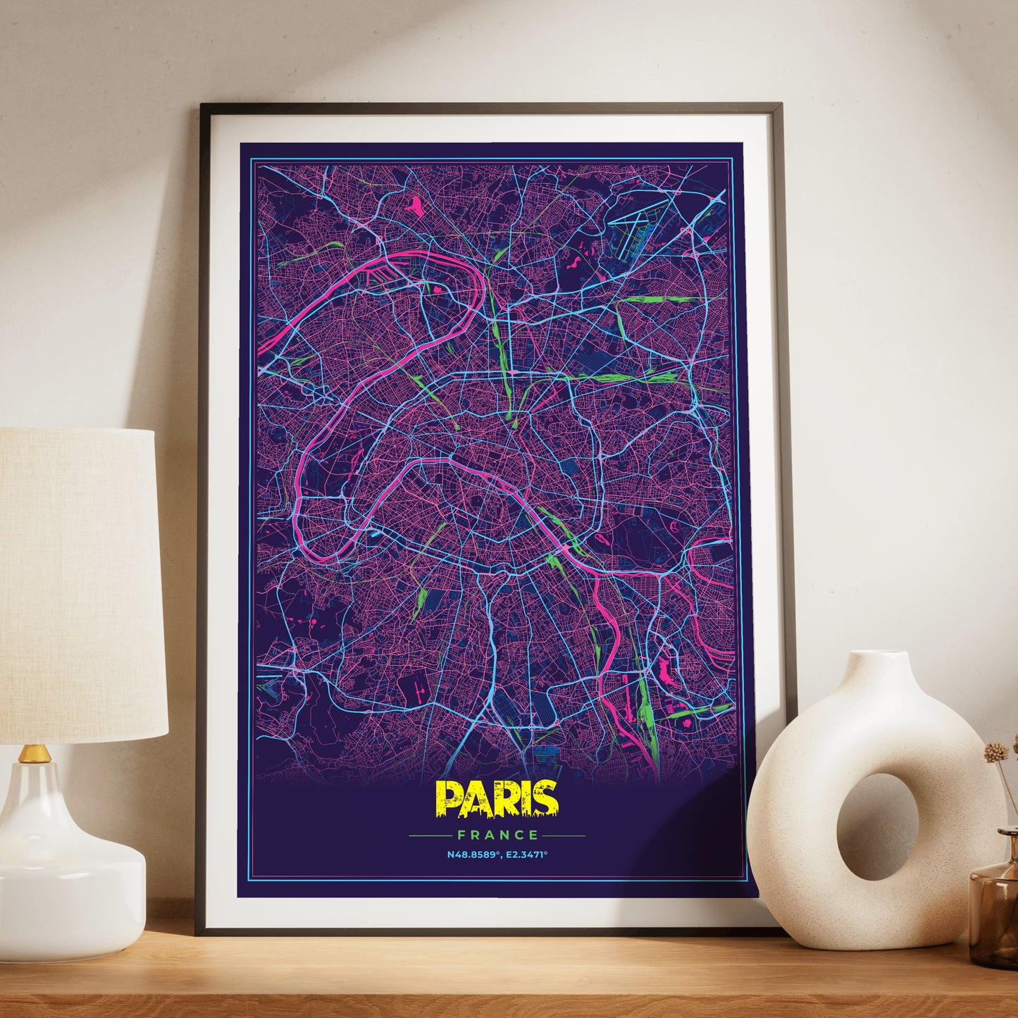 Paris Cyberpunk Map Poster