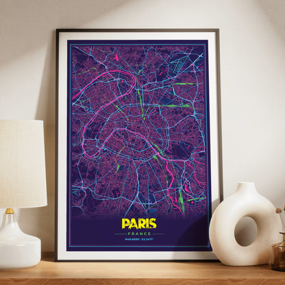 Paris Cyberpunk Map Poster