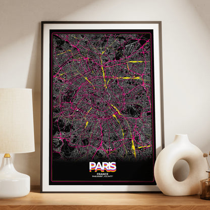 Paris Retro Map Poster