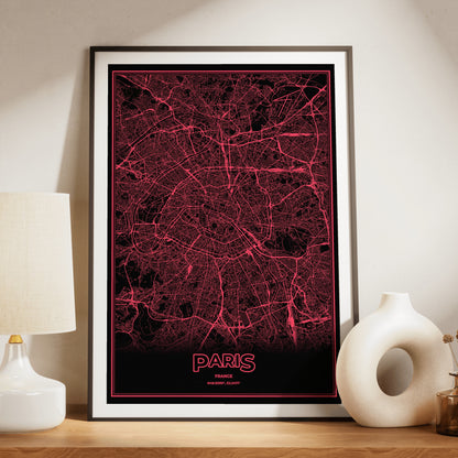 Paris Phosphor Map Poster - System Alert