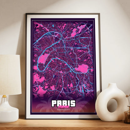 Paris GTA Map Poster