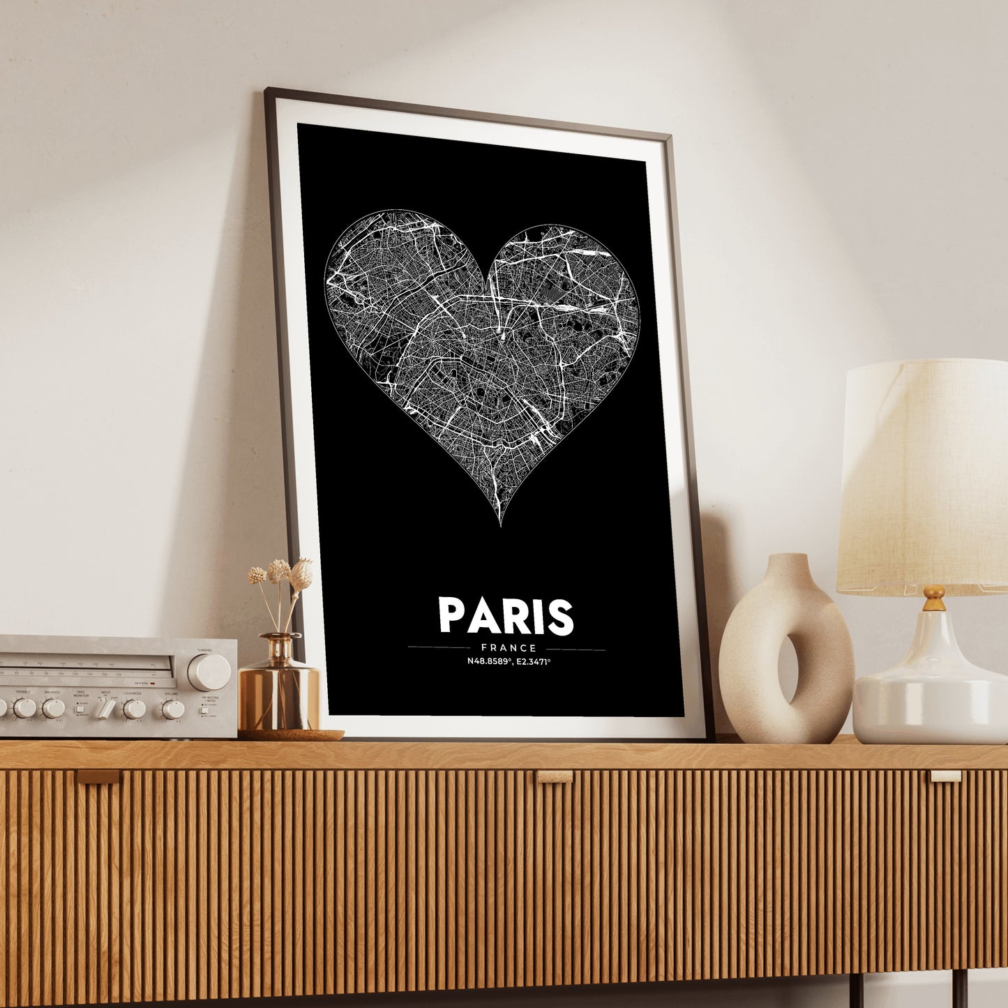 Paris Heart Map Poster