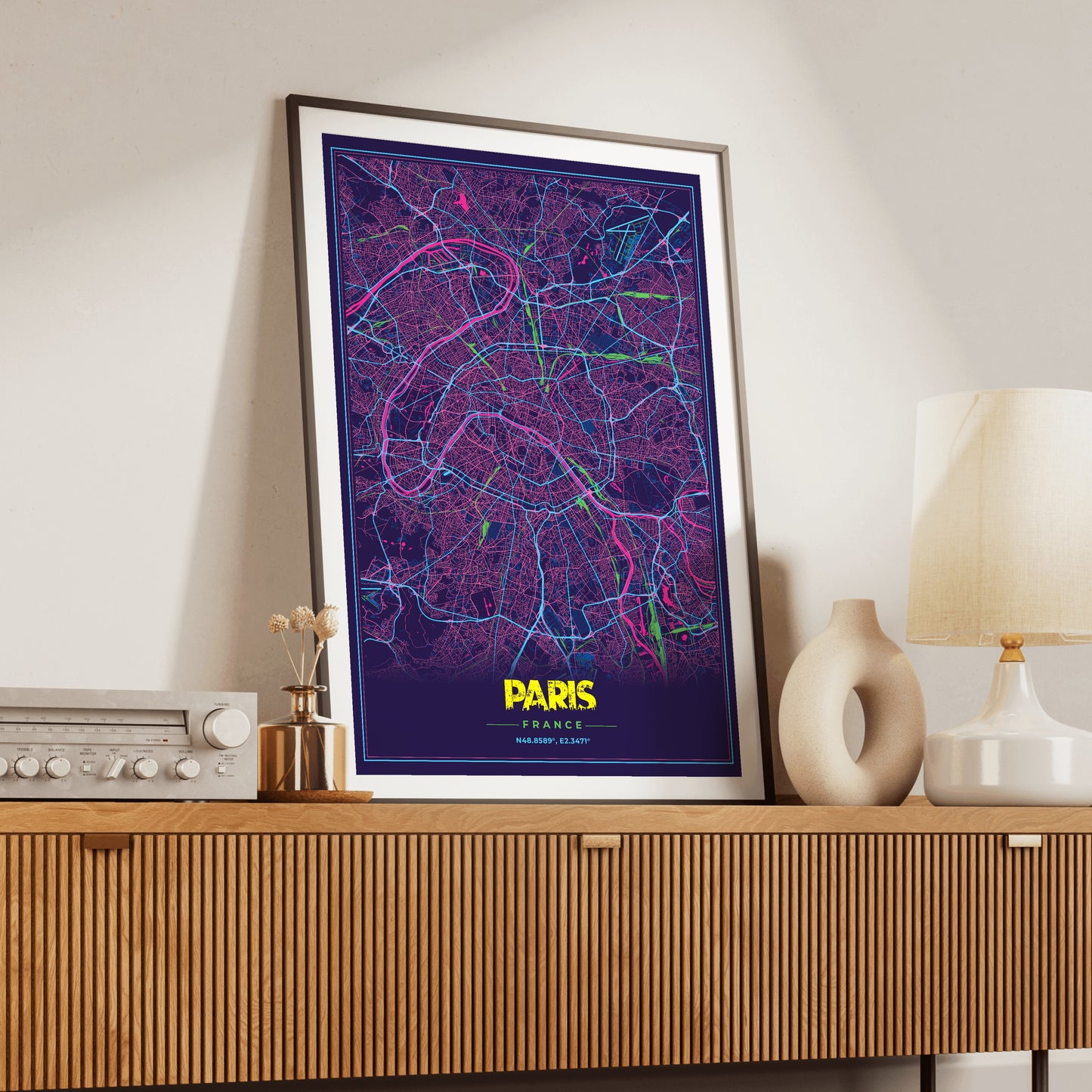 Paris Cyberpunk Map Poster